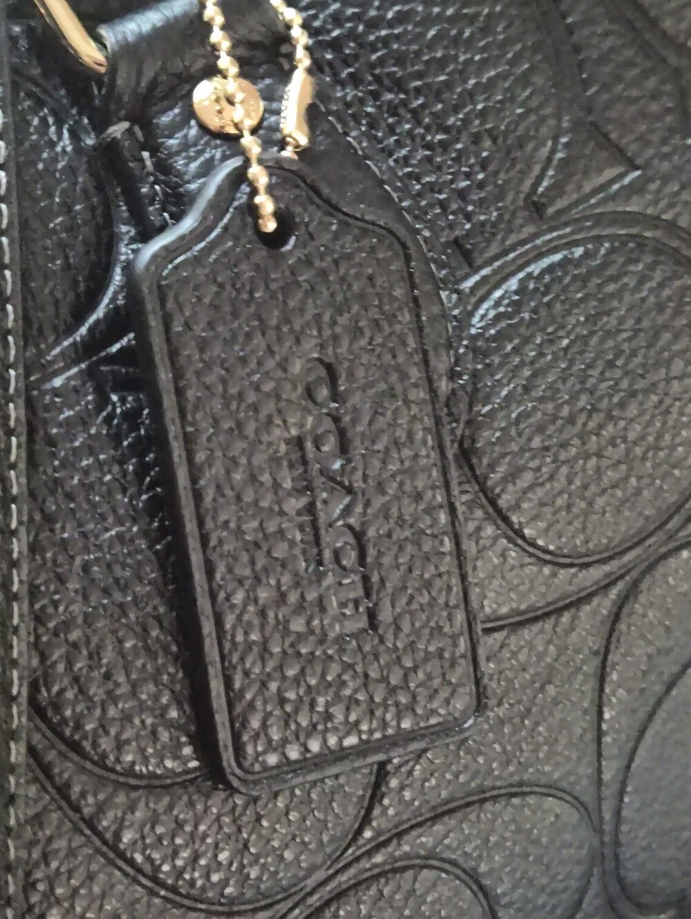 Coach CEW02 Rowan Large Satchel Black Signature Leather, Gold Hardware - Picture 5 of 9